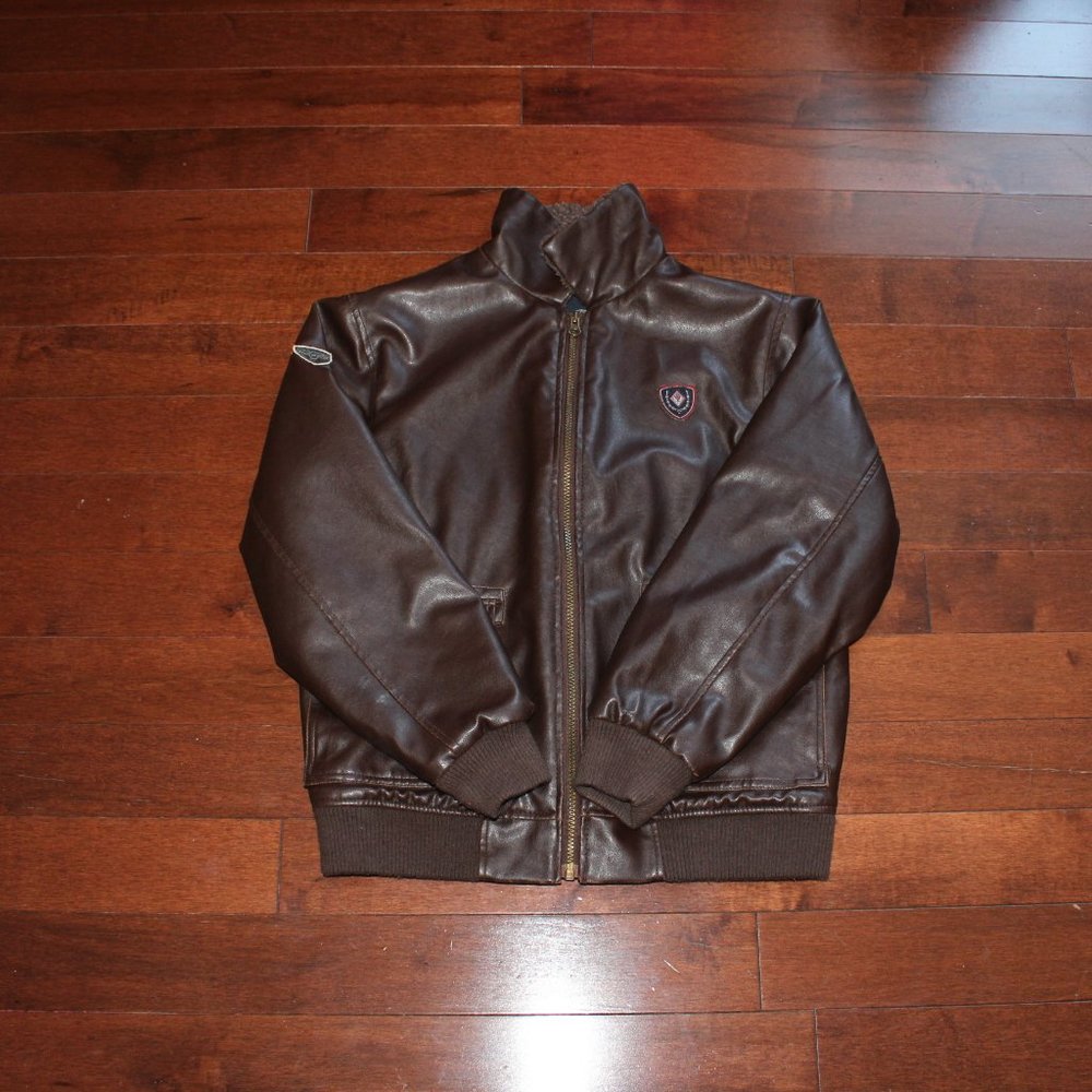 (2000s) FAUX LEATHER STERLING BOMBER JACKET